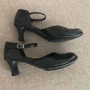 Gentle Souls Black Mary Jane Heels with Ankle Strap